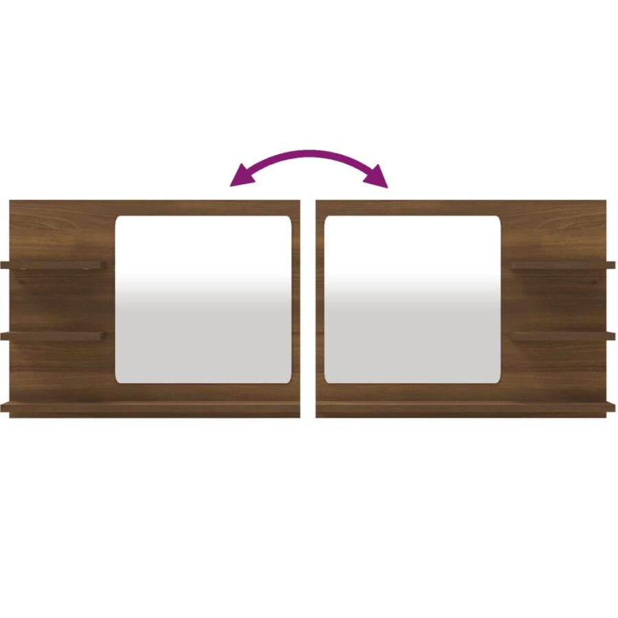 Badkamerspiegel 60x10,5x45 cm bewerkt hout bruin eikenkleur - Afbeelding 5