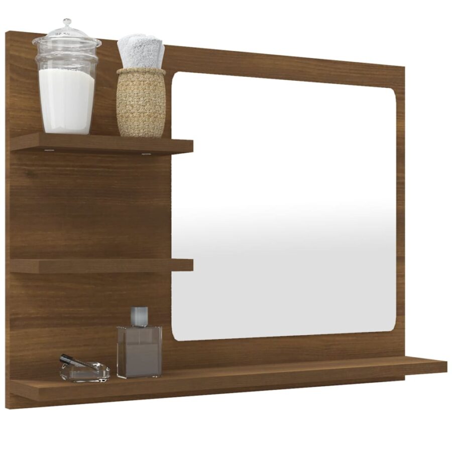 Badkamerspiegel 60x10,5x45 cm bewerkt hout bruin eikenkleur - Afbeelding 6