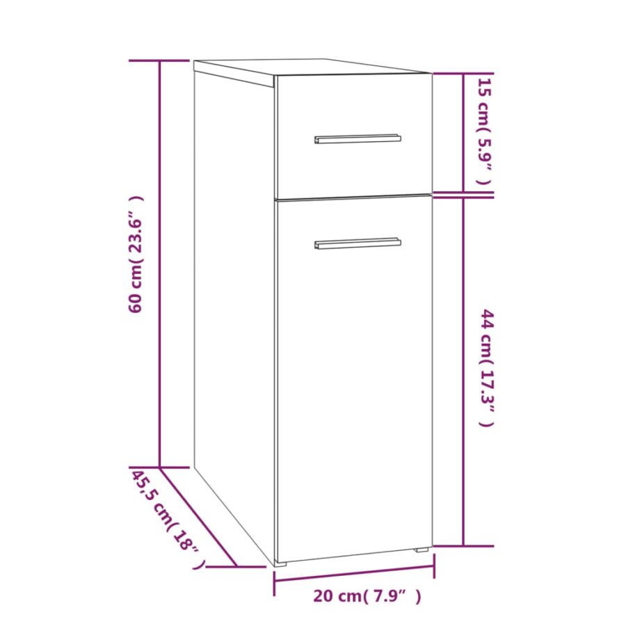 Apothekerskast 20x45,5x60 cm bewerkt hout gerookt eikenkleurig - Afbeelding 7
