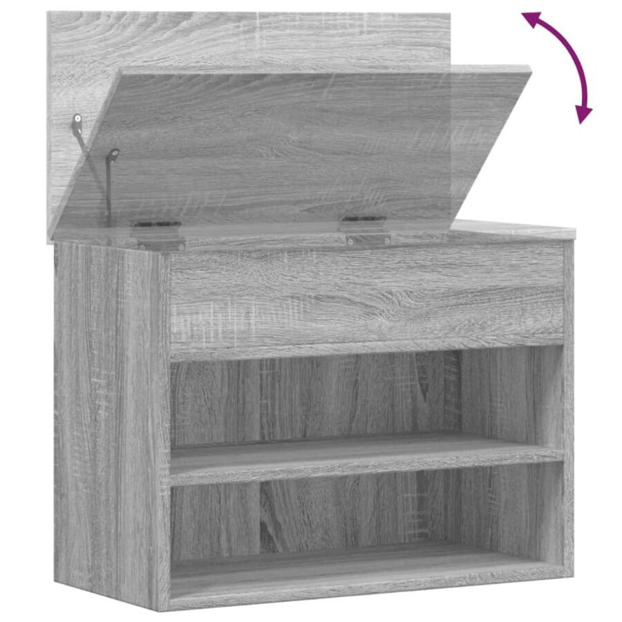 Schoenenbank 60x30x45 cm bewerkt hout grijs sonoma eikenkleurig - Afbeelding 8