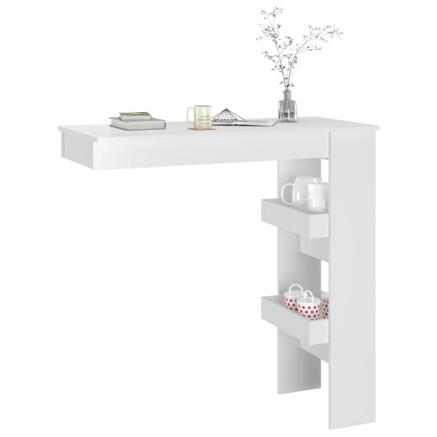 Bartafel wandgemonteerd 102x45x103,5 cm hout hoogglans wit - Afbeelding 7