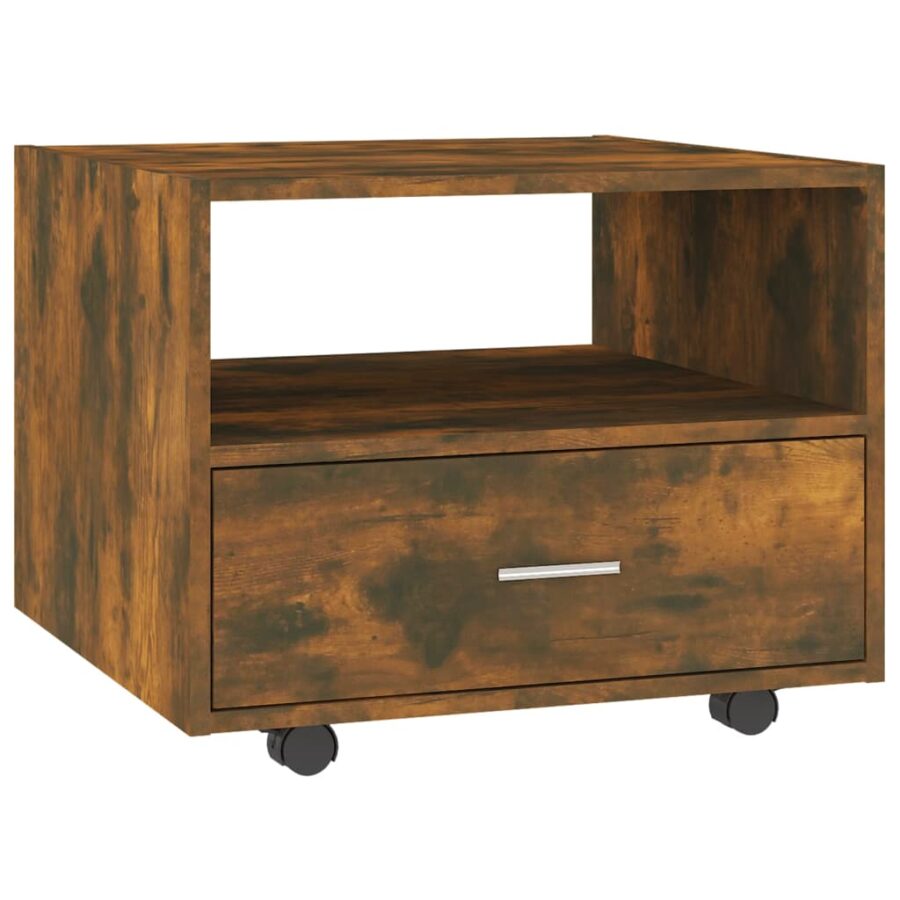 Salontafel 55x55x40 cm bewerkt hout gerookt eikenkleurig - Afbeelding 2