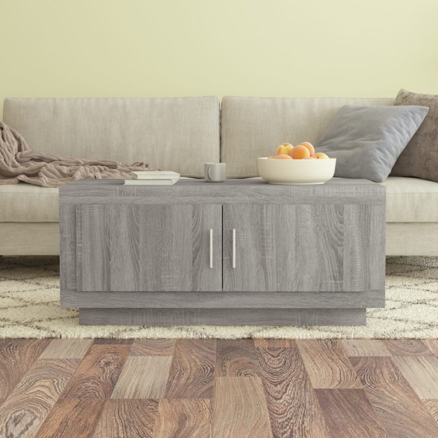 Salontafel 102x50x45 cm bewerkt hout grijs sonoma eikenkleurig
