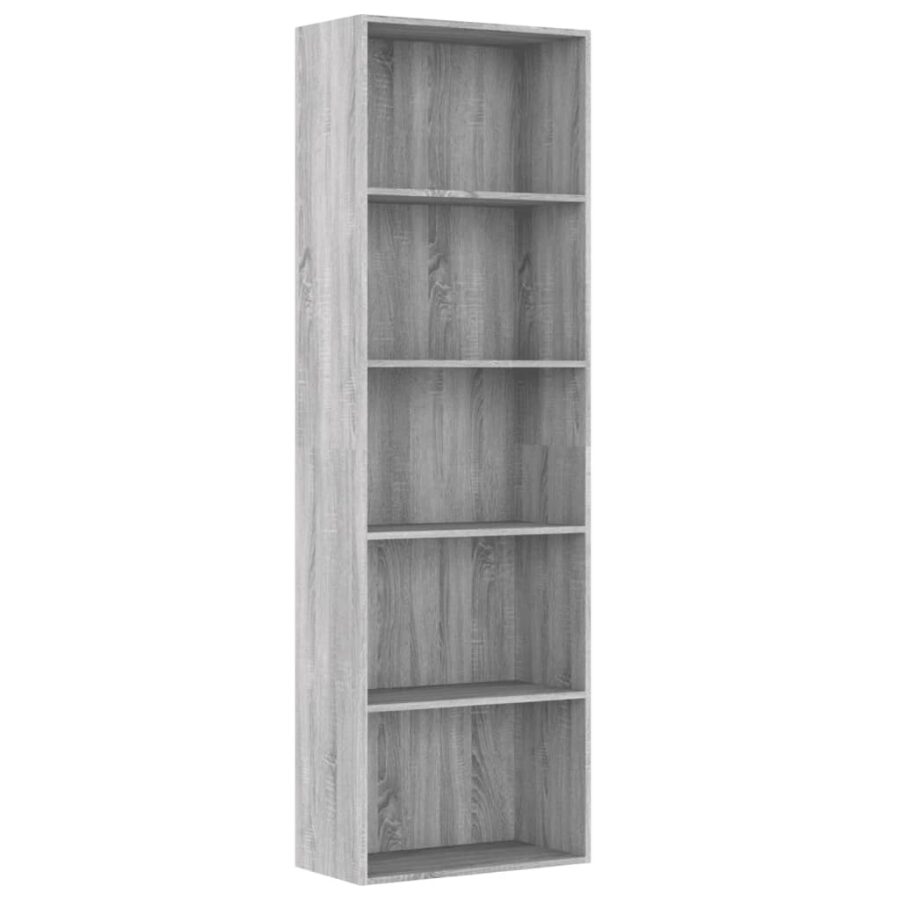 Boekenkast 60x30x189 cm bewerkt hout grijs sonoma eikenkleurig - Afbeelding 2
