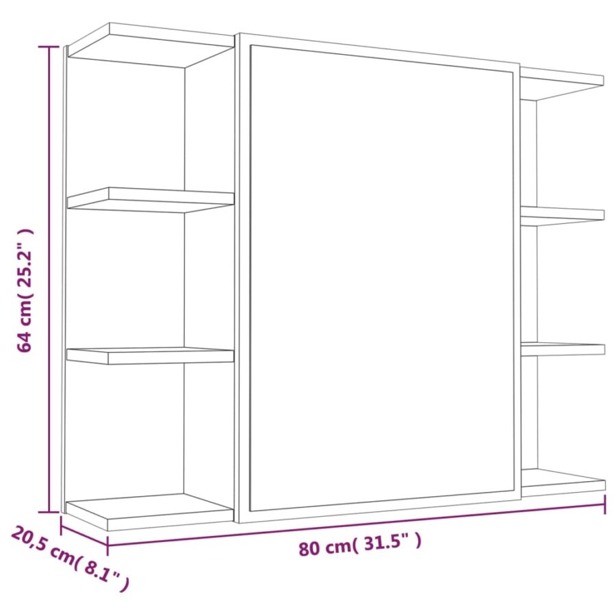 Badkamerspiegelkast 80x20,5x64 cm bewerkt hout gerookt eiken - Afbeelding 11