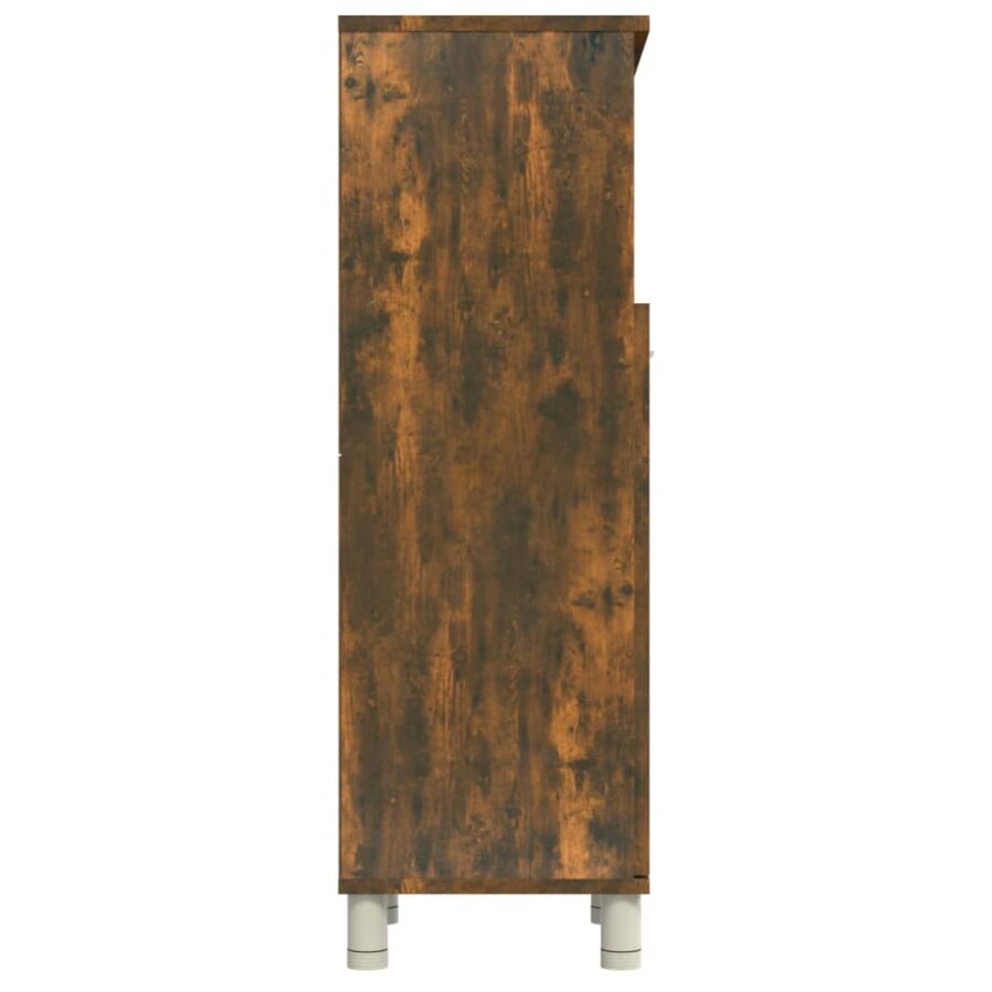 Badkamerkast 30x30x95 cm bewerkt hout gerookt eikenkleurig - Afbeelding 8