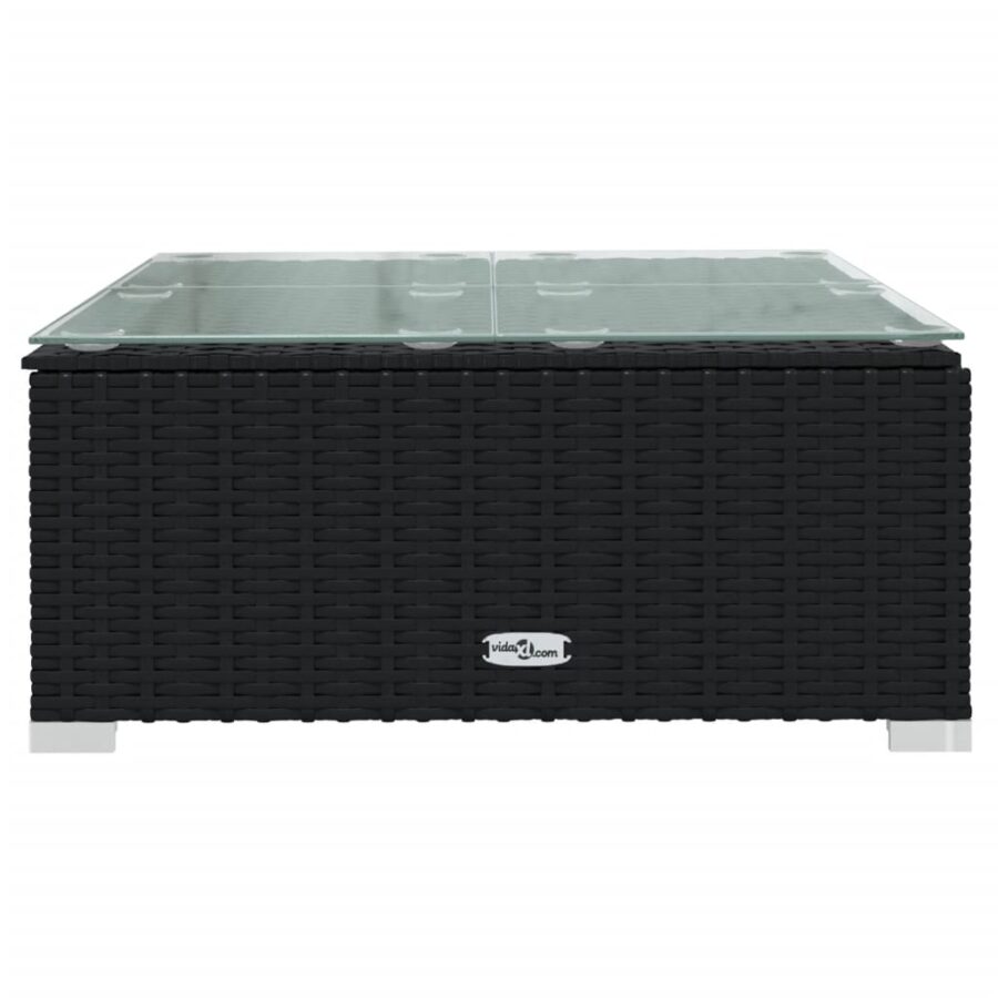 4-delige Loungeset met kussens poly rattan zwart - Afbeelding 8