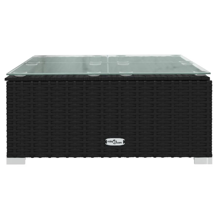 6-delige Loungeset met kussens poly rattan zwart - Afbeelding 6