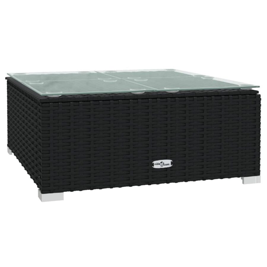 10-delige Loungeset met kussens poly rattan zwart - Afbeelding 7