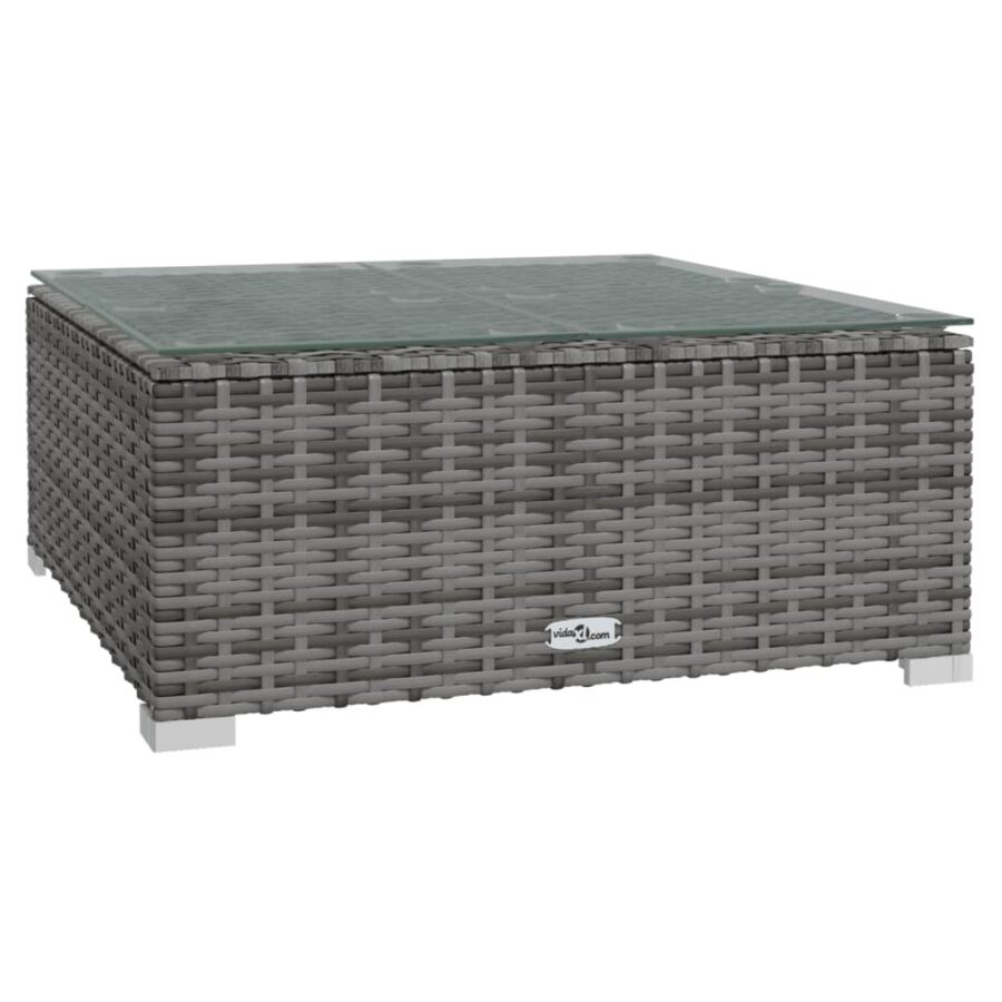 12-delige Loungeset met kussens poly rattan grijs - Afbeelding 5