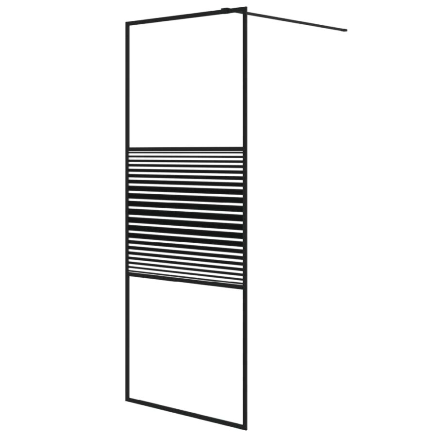 Inloopdouchewand 80x195 cm transparant ESG-glas zwart - Afbeelding 2