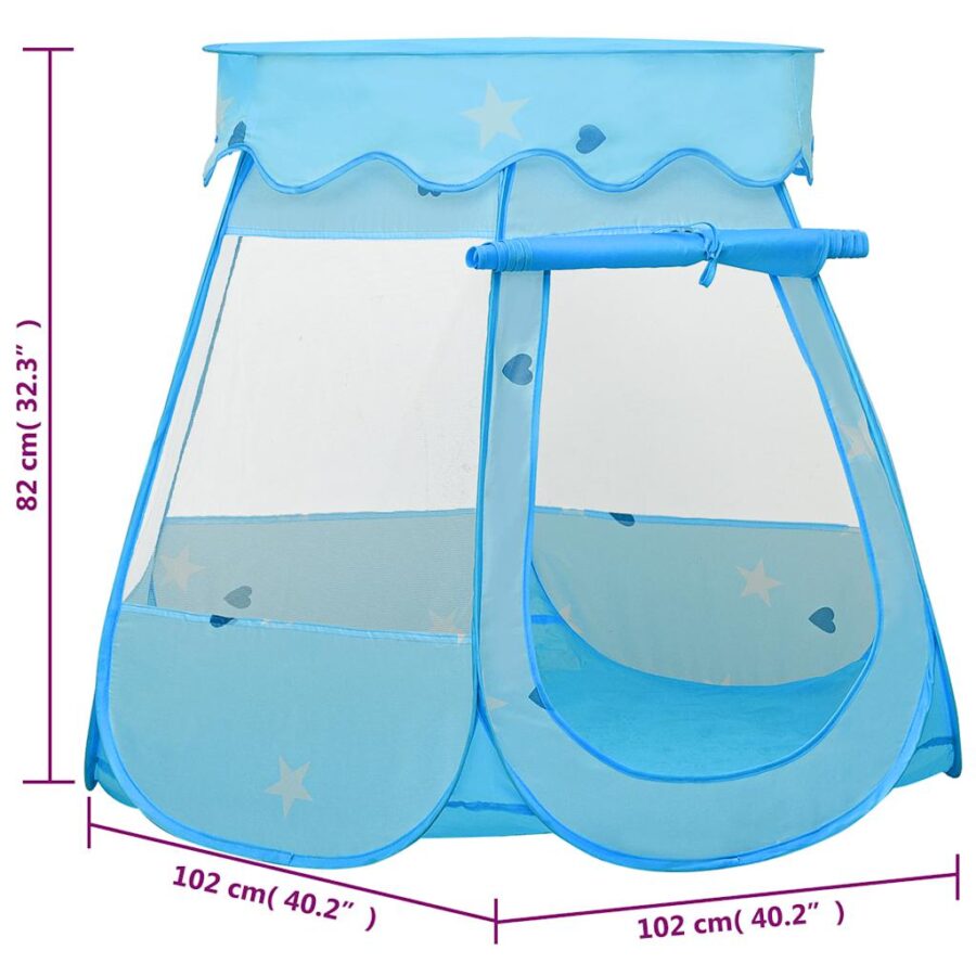 Kinderspeeltent met 250 ballen 102x102x82 cm blauw - Afbeelding 11