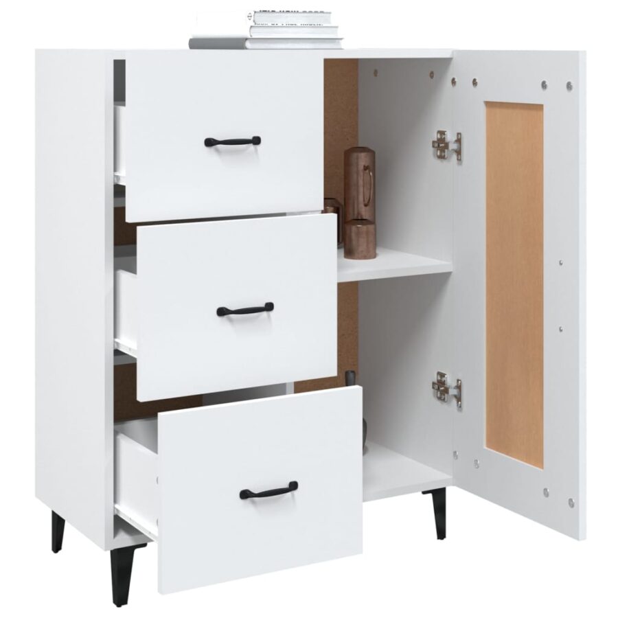 Dressoir 69,5x34x90 cm bewerkt hout wit - Afbeelding 5