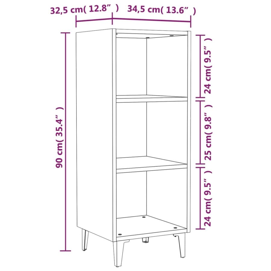 Dressoir 34,5x32,5x90 cm bewerkt hout hoogglans wit - Afbeelding 7