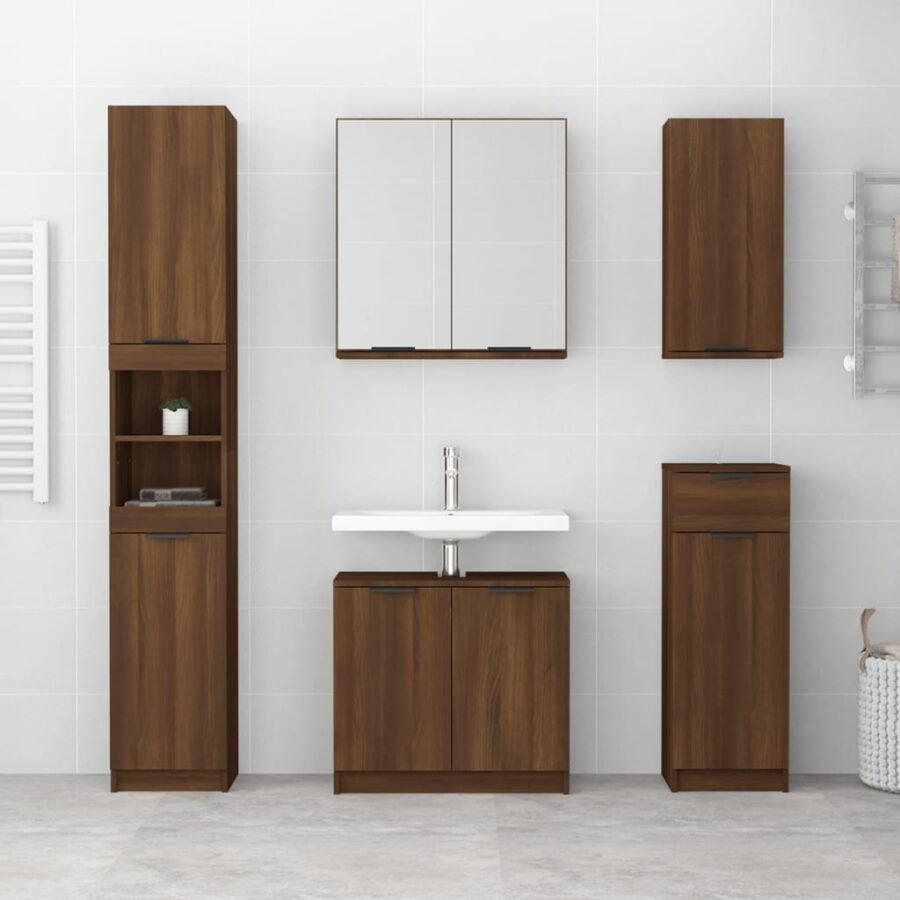 Badkamerkast 64,5x33,5x59 cm bewerkt hout bruin eikenkleur - Afbeelding 3
