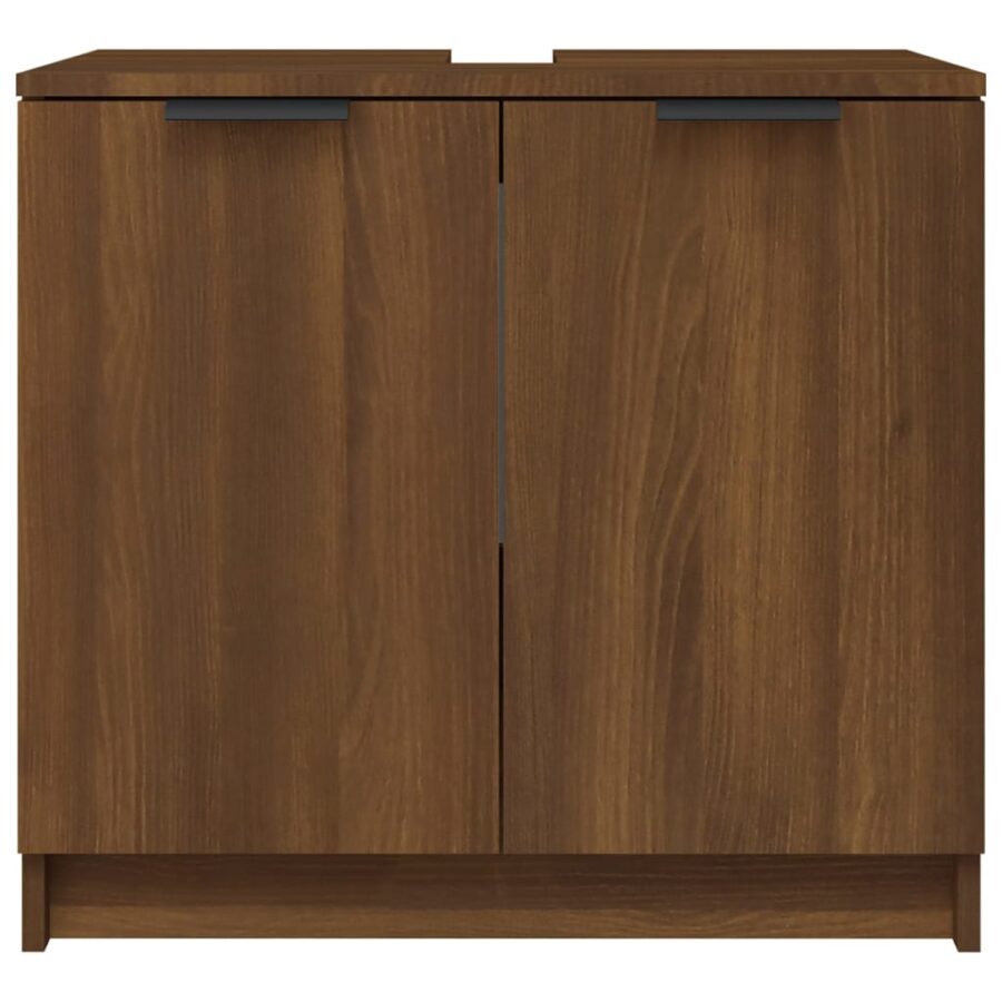 Badkamerkast 64,5x33,5x59 cm bewerkt hout bruin eikenkleur - Afbeelding 7