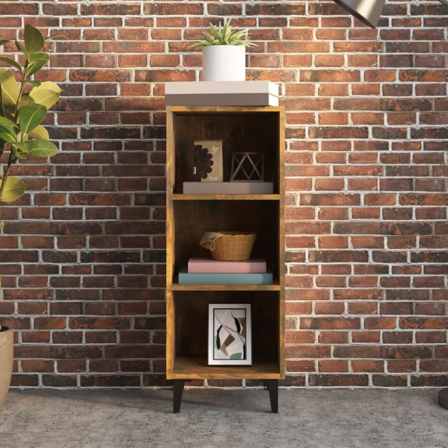 Dressoir 34,5x32,5x90 cm bewerkt hout gerookt eikenkleurig - Afbeelding 3