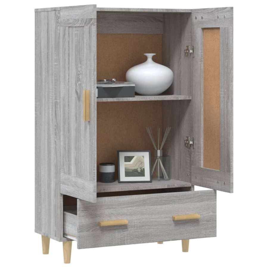 Hoge kast 70x31x115 cm bewerkt hout grijs sonoma eikenkleurig - Afbeelding 4