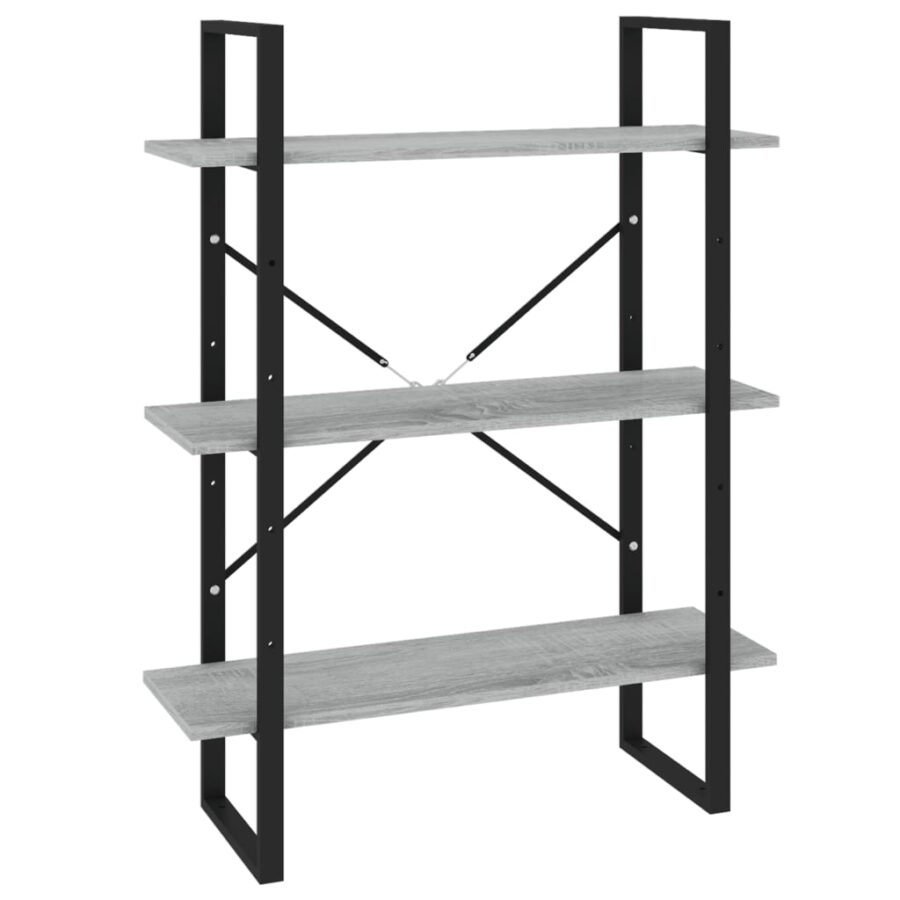 Boekenkast 80x30x105 cm bewerkt hout grijs sonoma eikenkleurig - Afbeelding 2