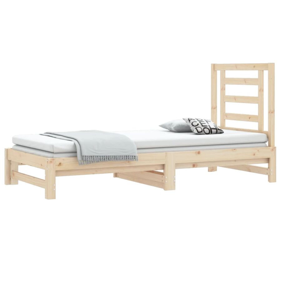 Slaapbank uitschuifbaar massief grenenhout 2x(90x190) cm - Afbeelding 3