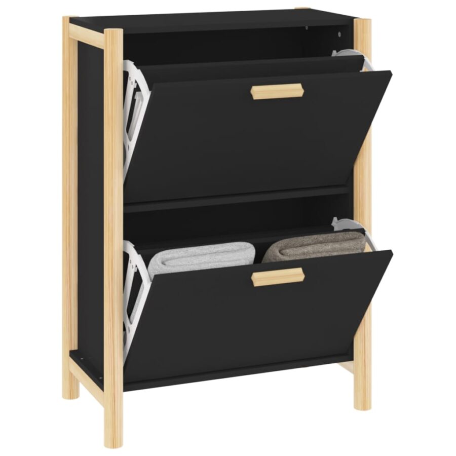 Schoenenkast 57,5x33x80 cm bewerkt hout zwart - Afbeelding 5