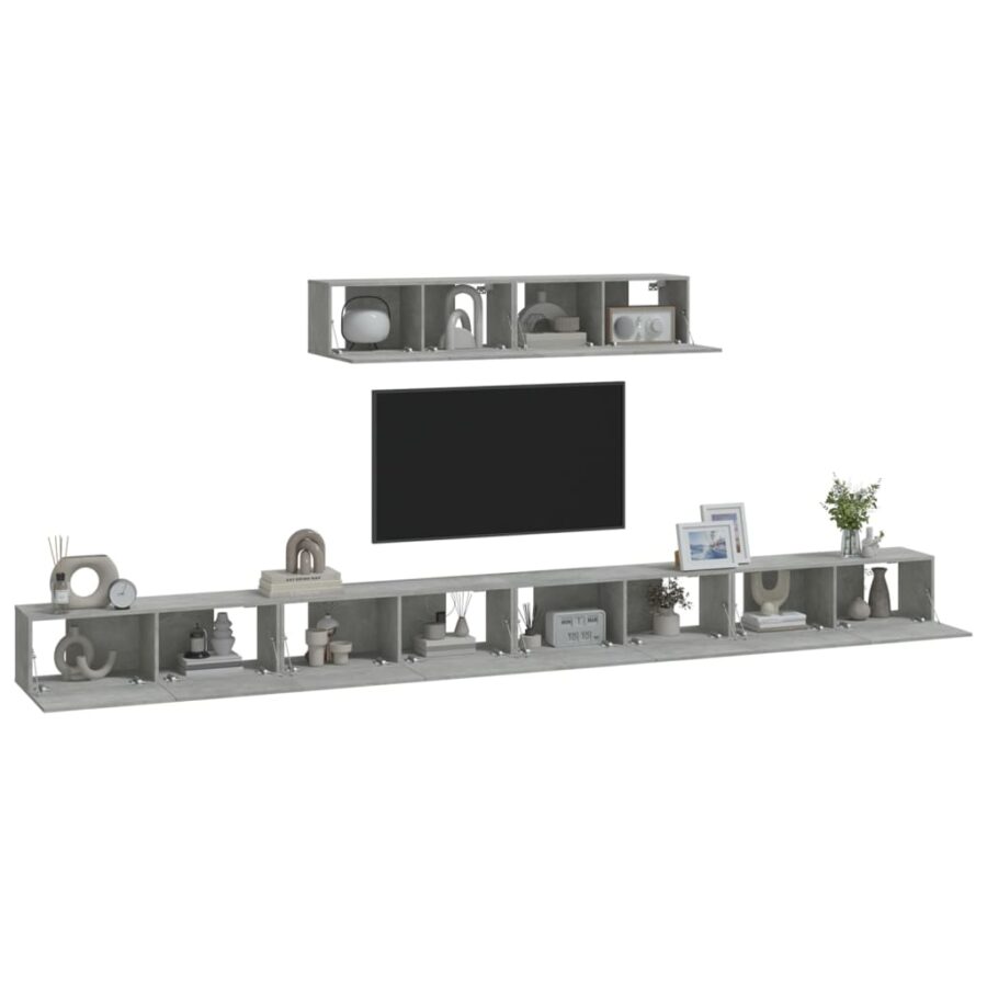 6-delige Tv-meubelset bewerkt hout betongrijs - Afbeelding 7