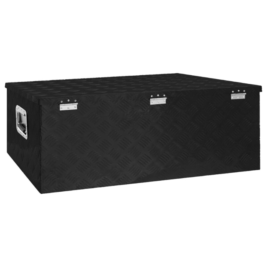 Opbergbox 100x55x37 cm aluminium zwart - Afbeelding 4