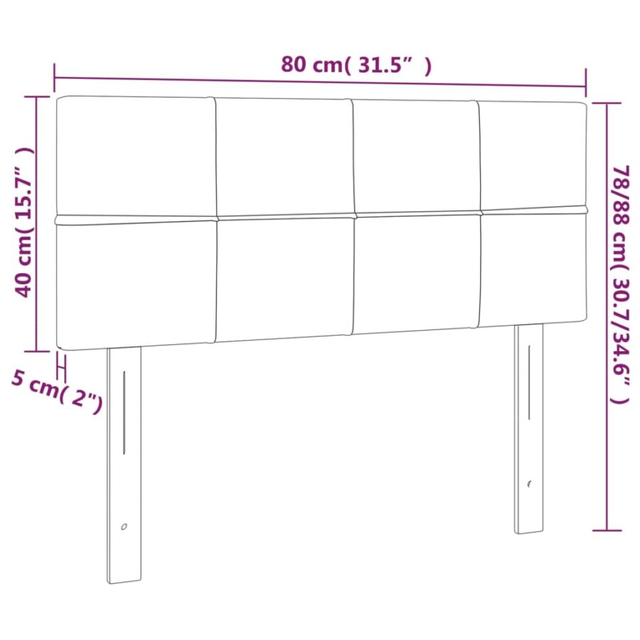 Hoofdbord 80x5x78/88 cm stof zwart - Afbeelding 8