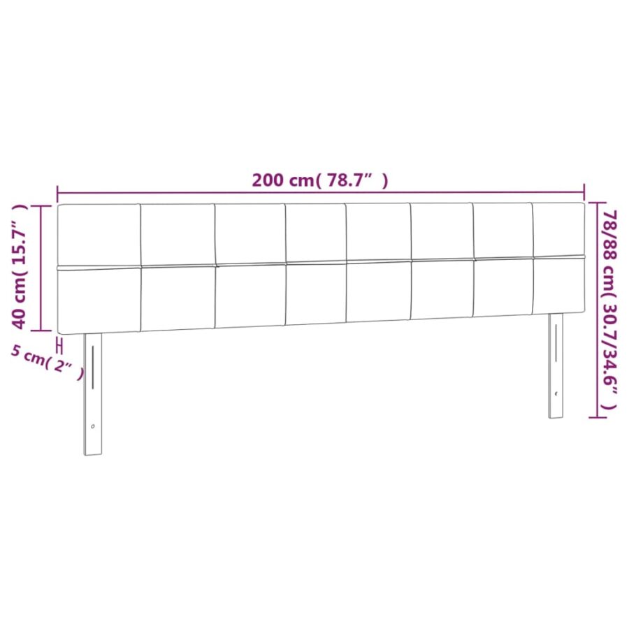 Hoofdborden 2 st 100x5x78/88 cm fluweel roze - Afbeelding 8