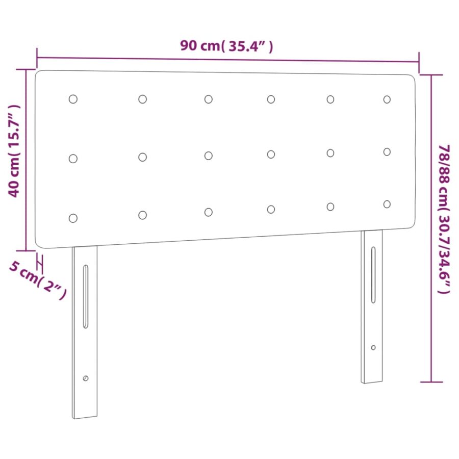 Hoofdbord 90x5x78/88 cm kunstleer zwart - Afbeelding 8