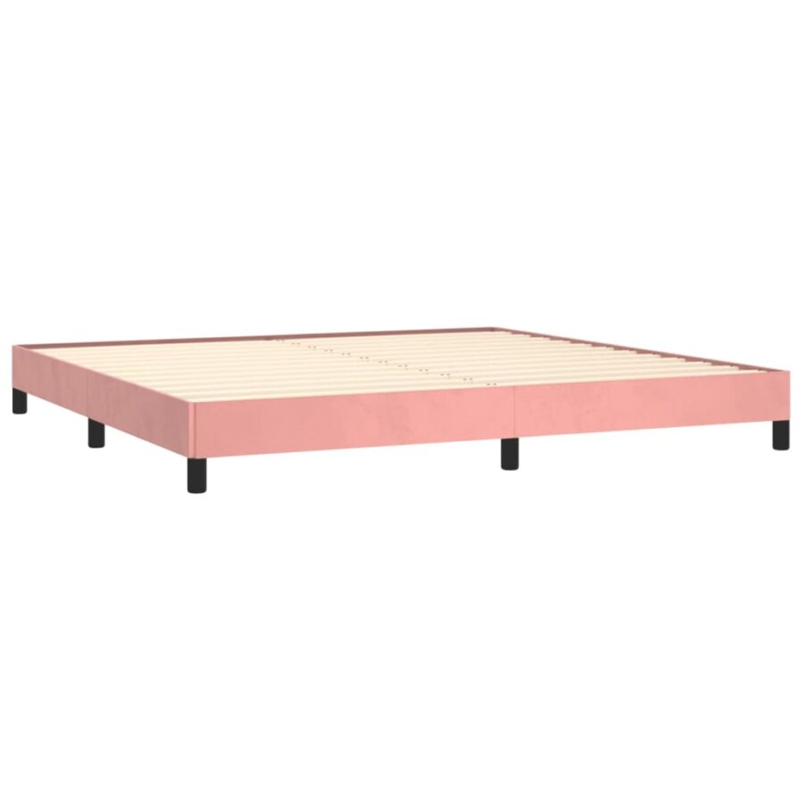 Bedframe fluweel roze 200x200 cm - Afbeelding 4