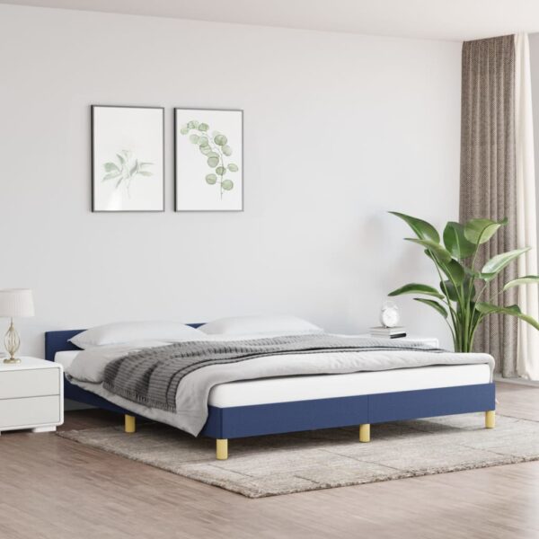 Bedframe met hoofdeinde zonder matras 180x200 cm stof blauw