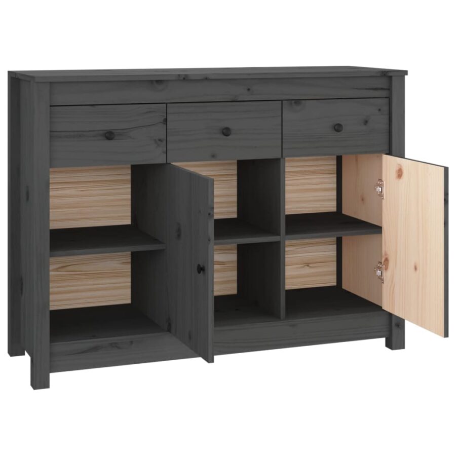 Dressoir 100x35x74 cm massief grenenhout grijs - Afbeelding 7