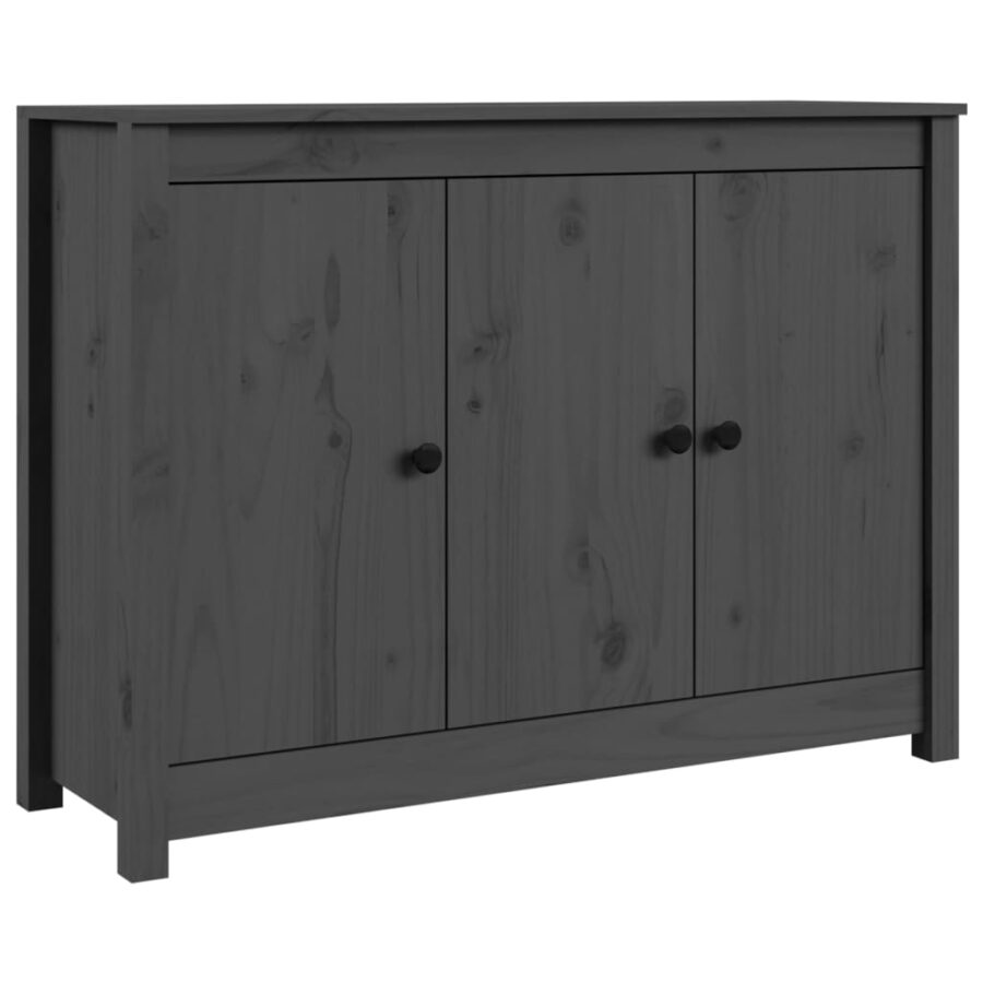 Dressoir 100x35x74 cm massief grenenhout grijs - Afbeelding 2