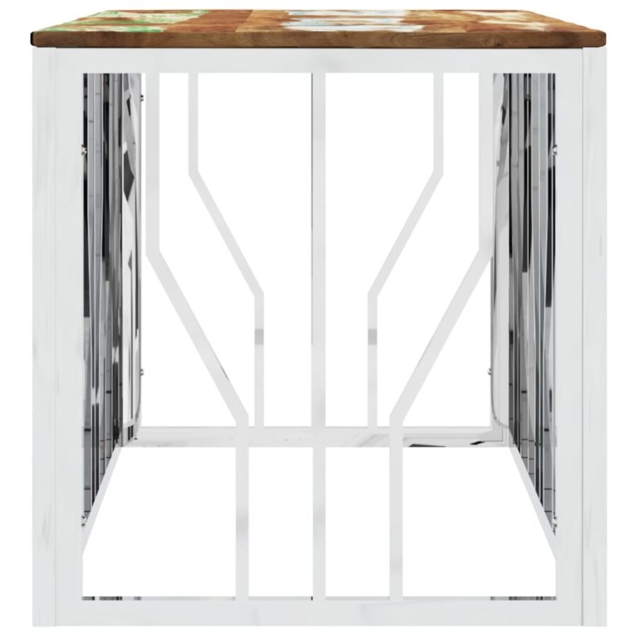 Salontafel roestvrij staal en massief gerecycled hout zilver - Afbeelding 4