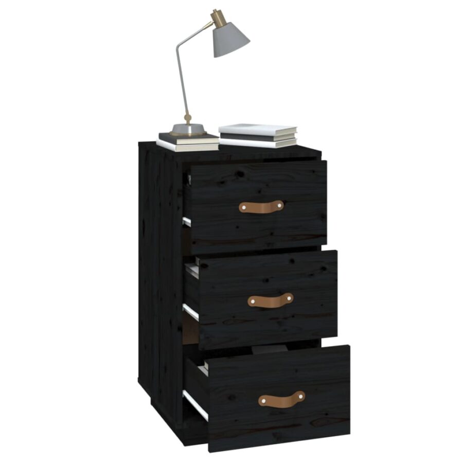   Nachtkastjes 2 st 40x40x75 cm massief grenenhout zwart - Afbeelding 5