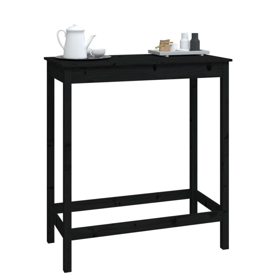 Bartafel 100x50x110 cm massief grenenhout zwart - Afbeelding 5