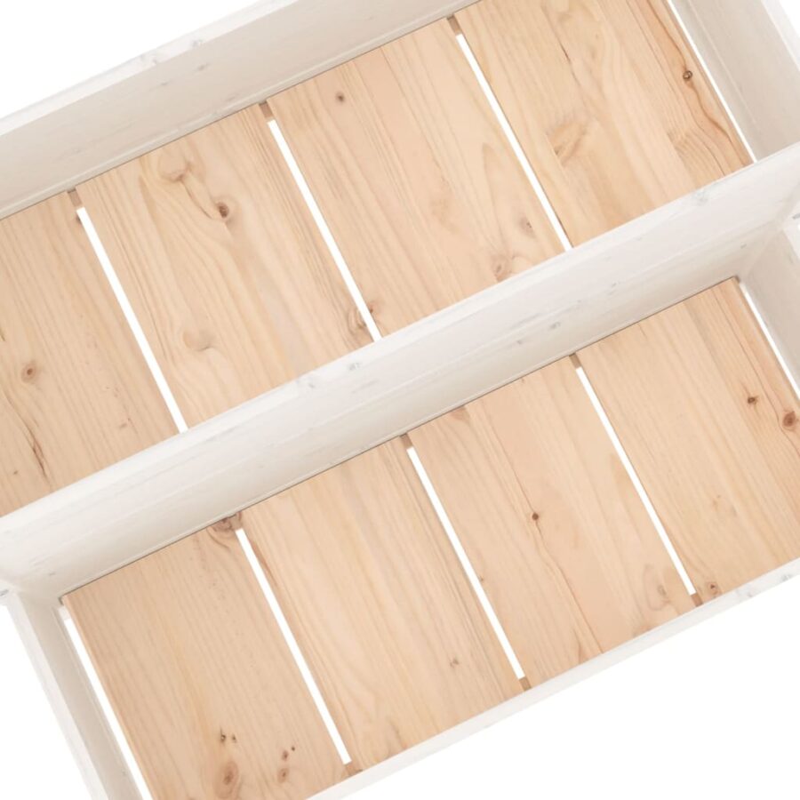 Plantenbak 110x84x75 cm massief grenenhout wit - Afbeelding 7
