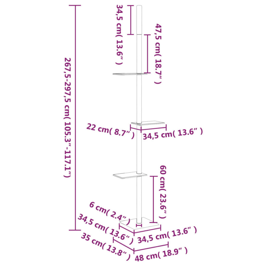 Kattenmeubel vloer tot plafond 267,5-297,5 cm crèmekleurig - Afbeelding 9