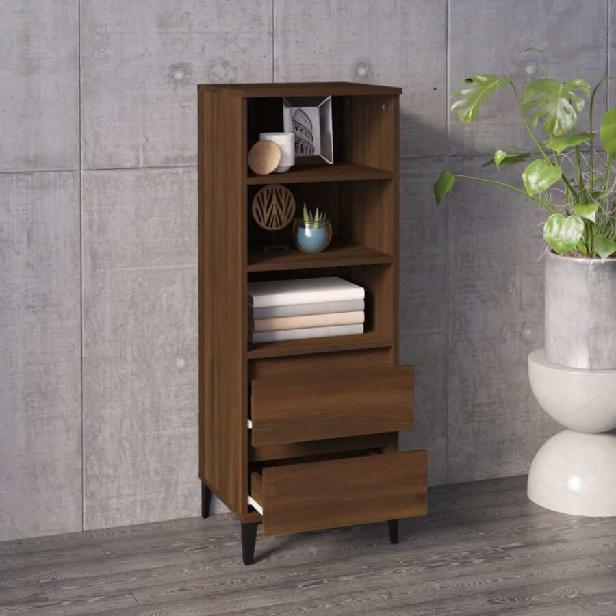 Hoge kast 40x36x110 cm bewerkt hout bruineiken - Afbeelding 6