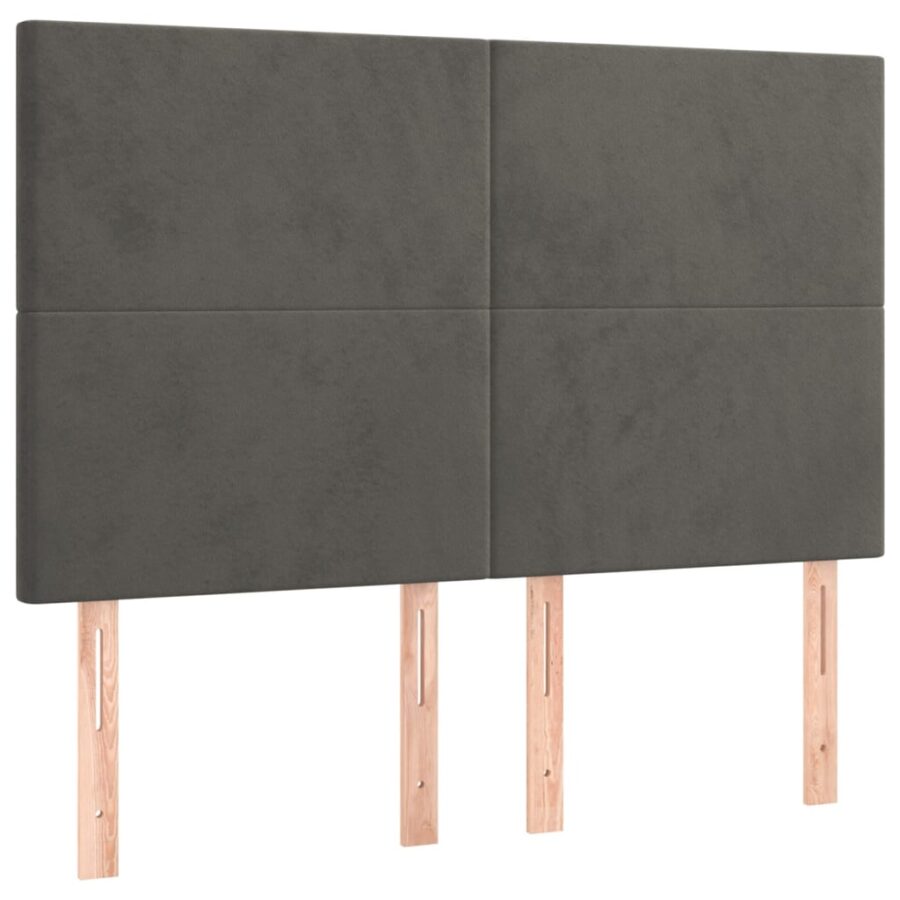 Hoofdborden 4 st 72x5x78/88 cm fluweel donkergrijs - Afbeelding 2