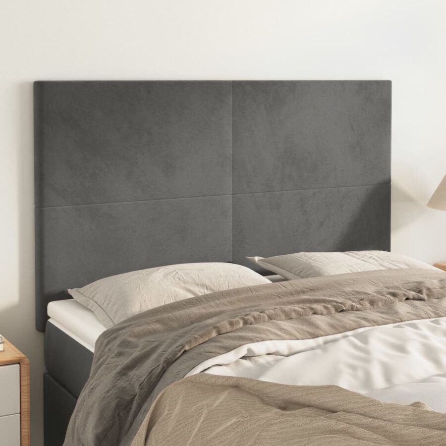Hoofdborden 4 st 72x5x78/88 cm fluweel donkergrijs