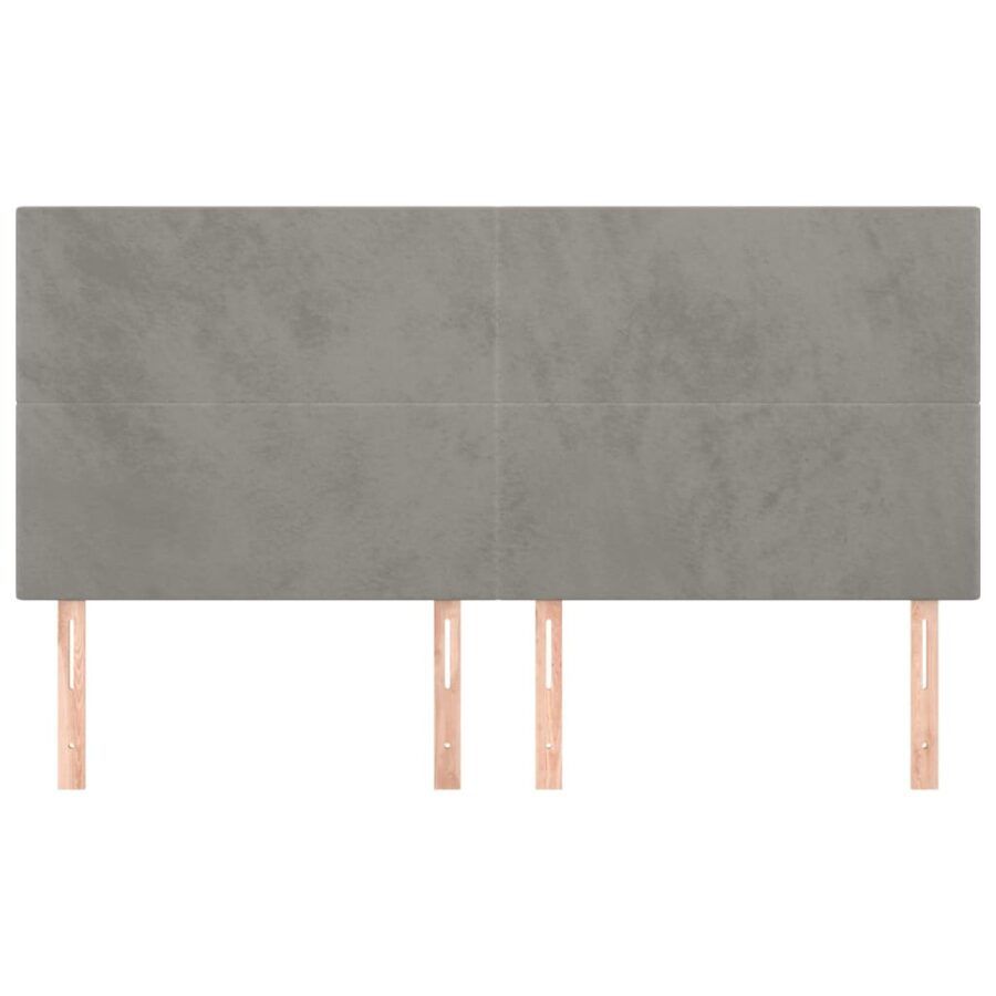 Hoofdborden 4 st 80x5x78/88 cm fluweel lichtgrijs - Afbeelding 3