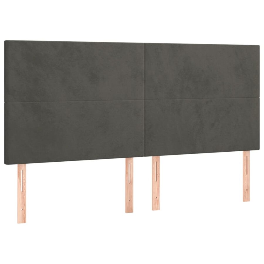 Hoofdborden 4 st 80x5x78/88 cm fluweel donkergrijs - Afbeelding 2