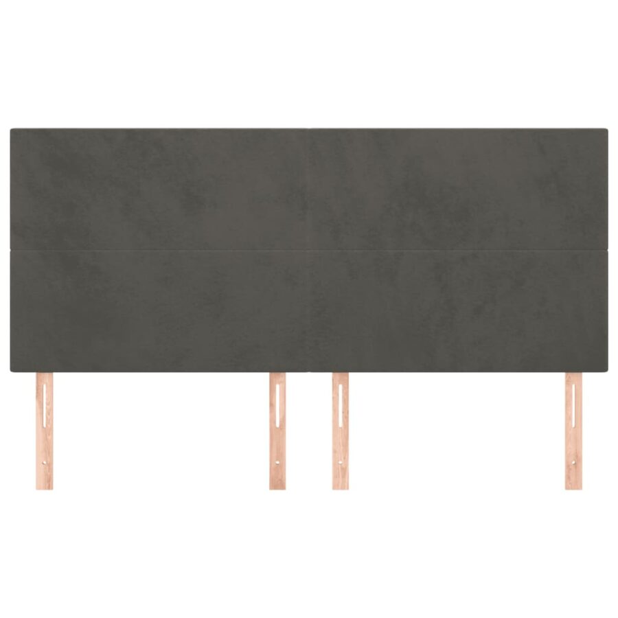 Hoofdborden 4 st 80x5x78/88 cm fluweel donkergrijs - Afbeelding 3