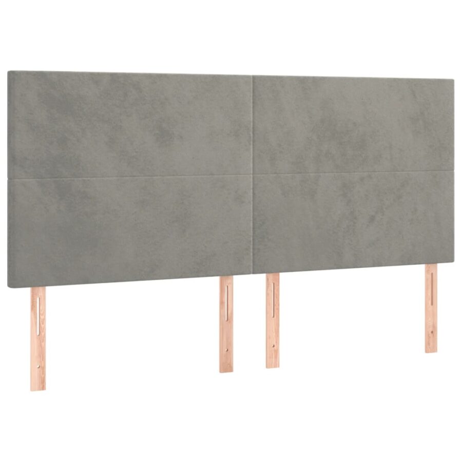 Hoofdborden 4 st 100 x 5 x 78/88 cm fluweel lichtgrijs - Afbeelding 2