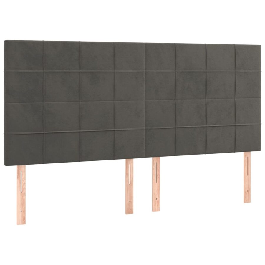 Hoofdborden 4 st 80x5x78/88 cm fluweel donkergrijs - Afbeelding 2