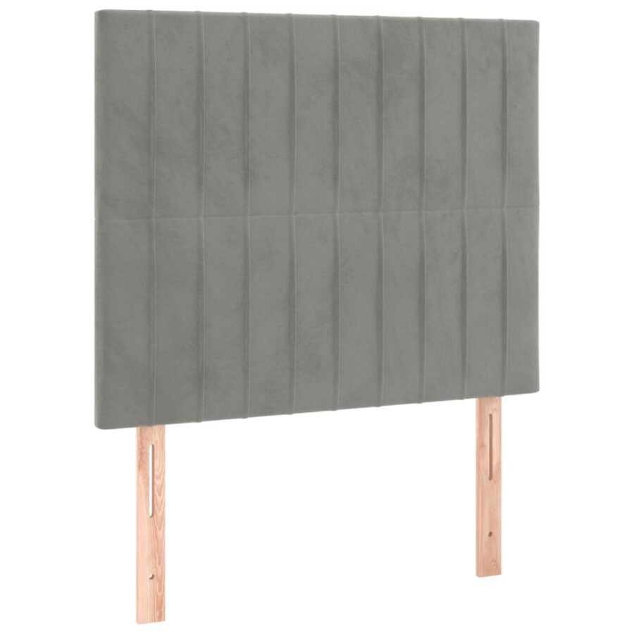 Hoofdborden 2 st 90x5x78/88 cm fluweel lichtgrijs - Afbeelding 2