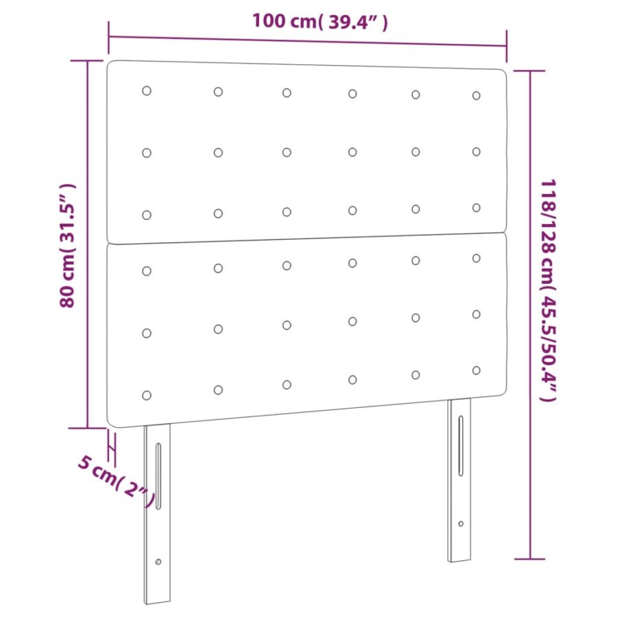 Hoofdborden 2 st 100x5x78/88 cm fluweel roze - Afbeelding 8
