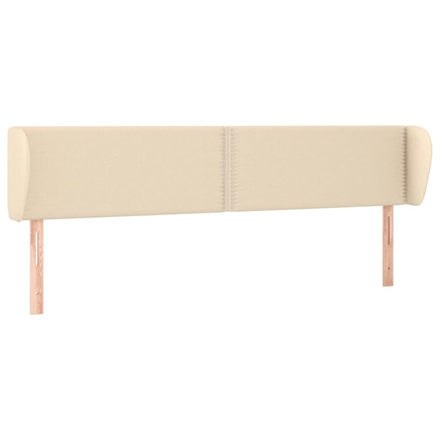 Hoofdbord met randen 203x23x78/88 cm stof crèmekleurig - Afbeelding 2